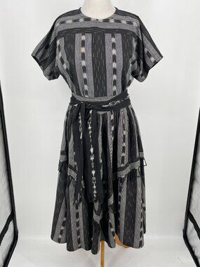 Big Jaguar Guatemalan Hand-Woven Cotton Two-Piece Set Size M Black White